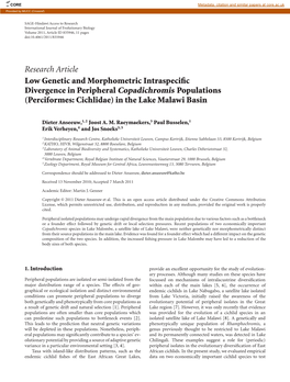 Research Article Low Genetic and Morphometric Intraspecific