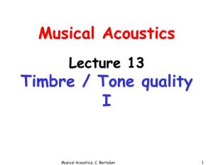 Musical Acoustics Timbre / Tone Quality I