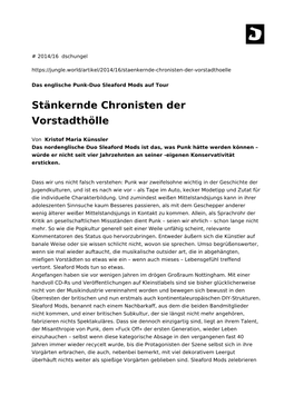 Stänkernde Chronisten Der Vorstadthölle