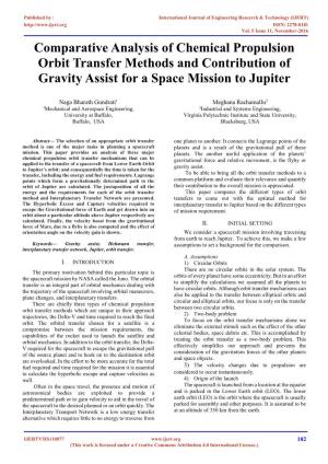 Comparative Analysis of Chemical Propulsion Orbit Transfer Methods and Contribution of Gravity Assist for a Space Mission to Jupiter