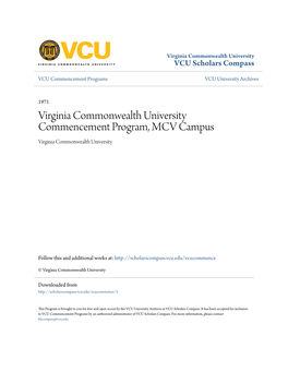 Virginia Commonwealth University Commencement Program, MCV Campus Virginia Commonwealth University