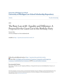 The Basic Law at 60 - Equality and Difference: a Proposal for the Guest List to the Birthday Party