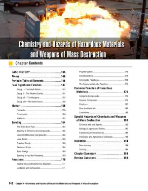 Chemistry and Hazards of Hazardous Materials and Weapons of Mass Destruction Chapter Contents