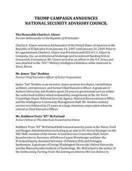 National Security Advisory Council