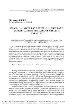 Classical Myths and American Abstract Expressionism: the Case of William Baziotes