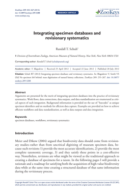 Integrating Specimen Databases and Revisionary Systematics