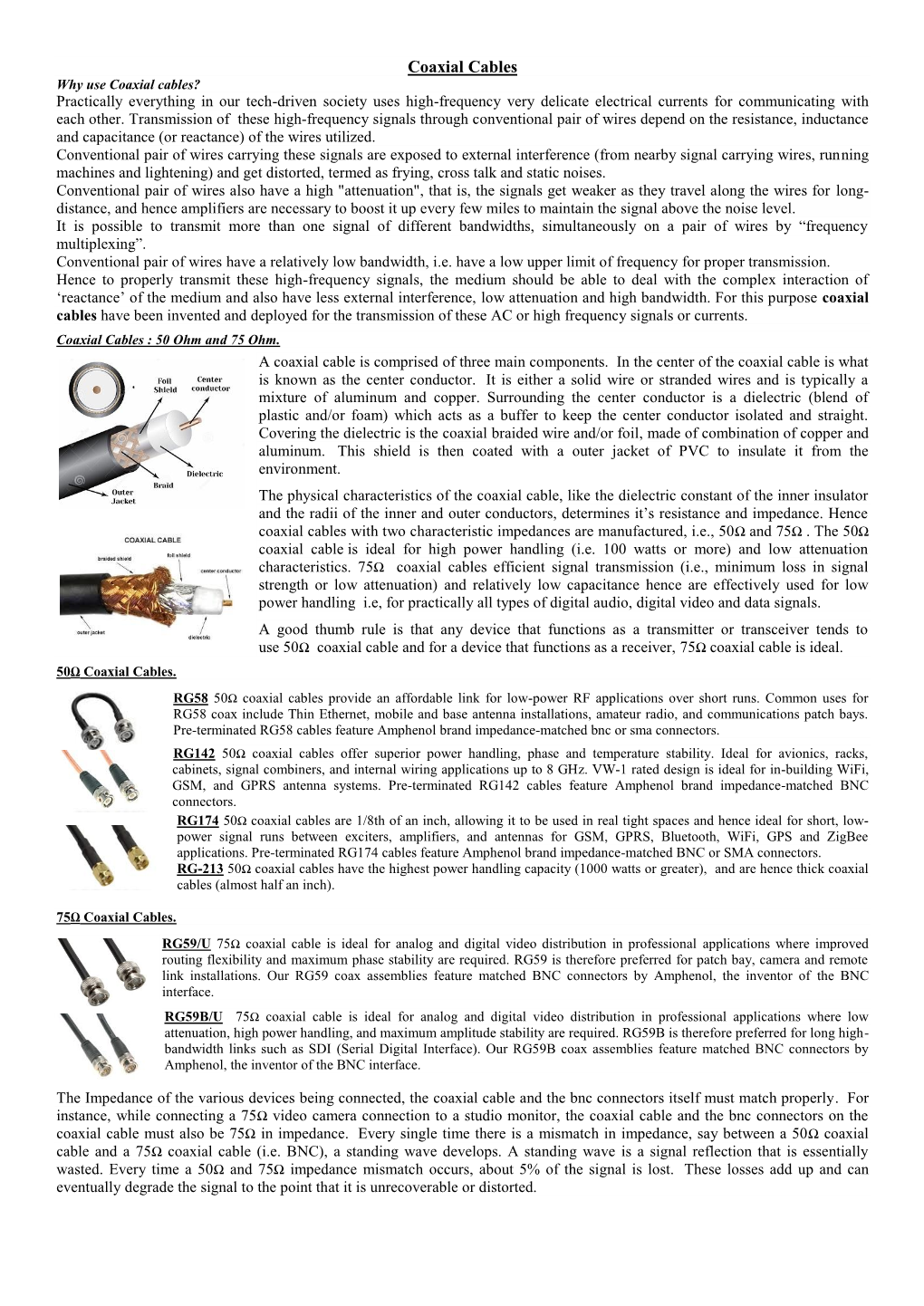 Coaxial Cables