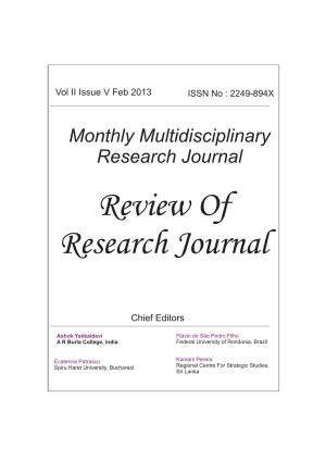 Monthly Multidisciplinary Research Journal Review of Research Journal