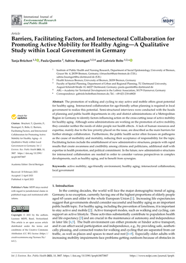 Barriers, Facilitating Factors, and Intersectoral Collaboration for Promoting Active Mobility for Healthy Aging—A Qualitative Study Within Local Government in Germany