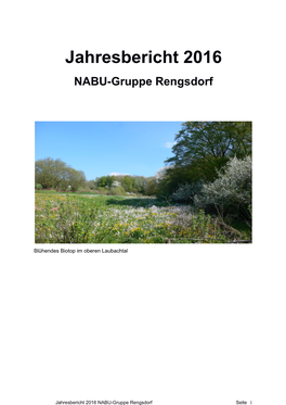 Jahresbericht 2016 NABU-Gruppe Rengsdorf