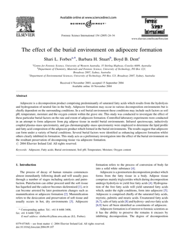 The Effect of the Burial Environment on Adipocere Formation Shari L