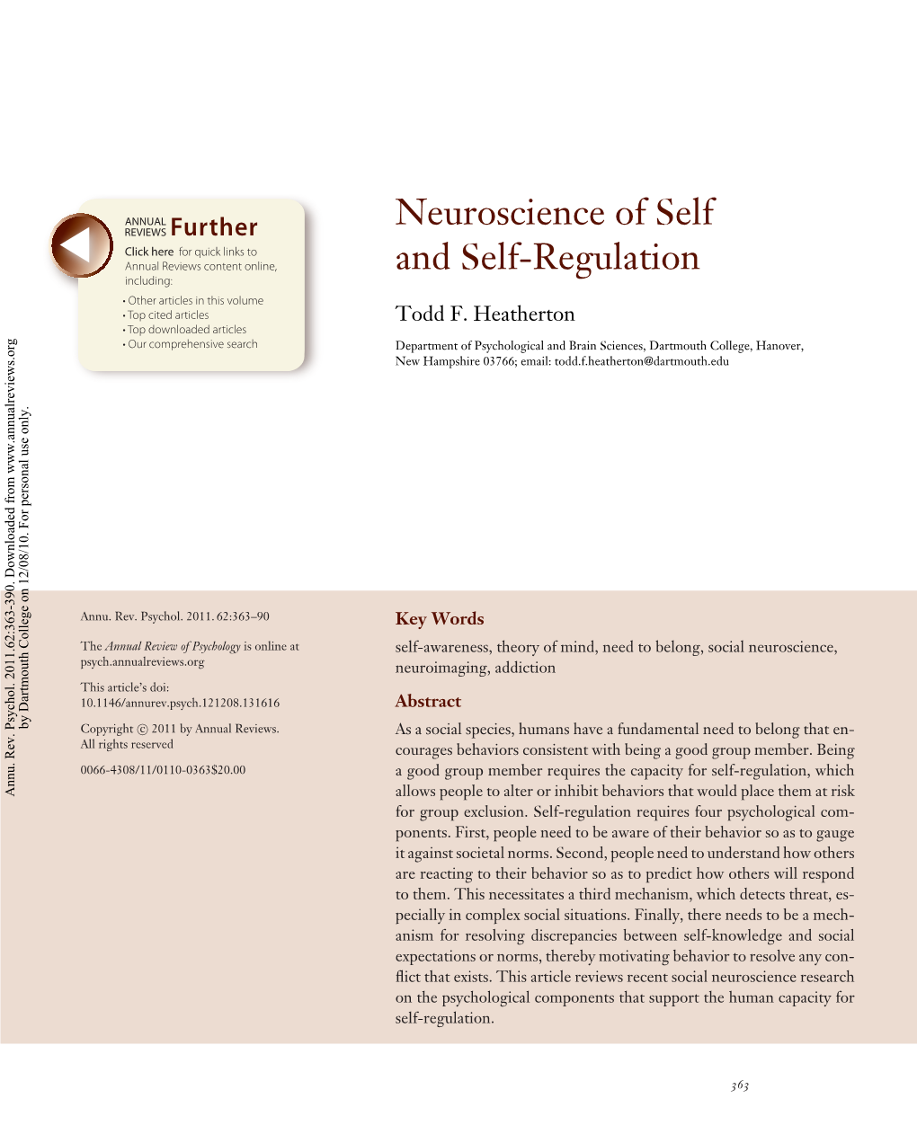 Neuroscience of Self and Self-Regulation