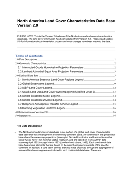 North America Land Cover Characteristics Data Base Version 2.0