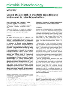 Genetic Characterization of Caffeine Degradation by Bacteria and Its Potential Applications