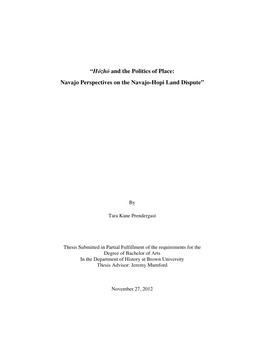 “Hózhó and the Politics of Place: Navajo Perspectives on the Navajo-Hopi Land Dispute”