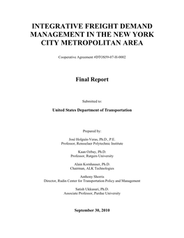 Integrative Freight Demand Management in the New York City Metropolitan Area
