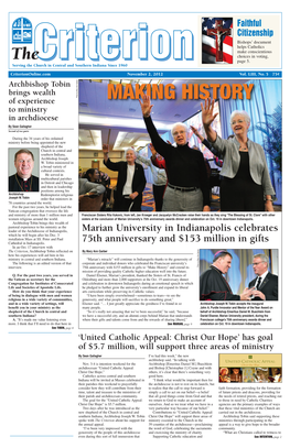 Marian University in Indianapolis Celebrates 75Th Anniversary and $153 Million in Gifts