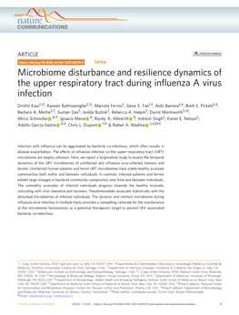 Microbiome Disturbance and Resilience Dynamics of the Upper Respiratory Tract During Influenza a Virus Infection