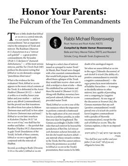 Honor Your Parents: the Fulcrum of the Ten Commandments
