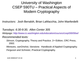 Practical Aspects of Modern Cryptography