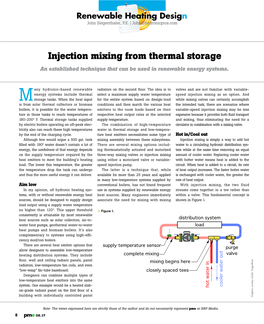 Injection Mixing from Thermal Storage an Established Technique That Can Be Used in Renewable Energy Systems