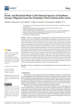 Fresh- and Brackish-Water Cold-Tolerant Species of Southern Europe: Migrants from the Paratethys That Colonized the Arctic