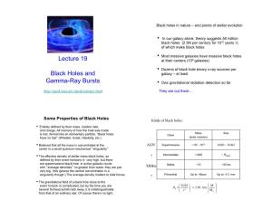Lecture 19 Black Holes and Gamma-Ray Bursts