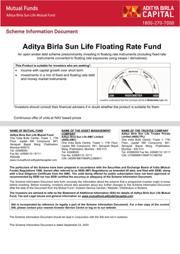 Aditya Birla Sun Life Floating Rate Fund