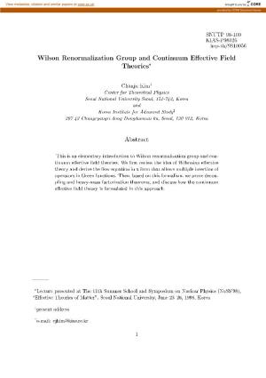 Wilson Renormalization Group and Continuum Effective Field Theories*