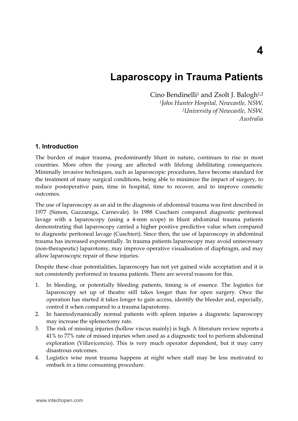 Laparoscopy in Trauma Patients