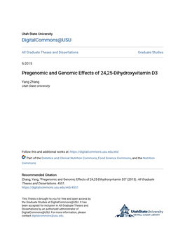Pregenomic and Genomic Effects of 24,25-Dihydroxyvitamin D3