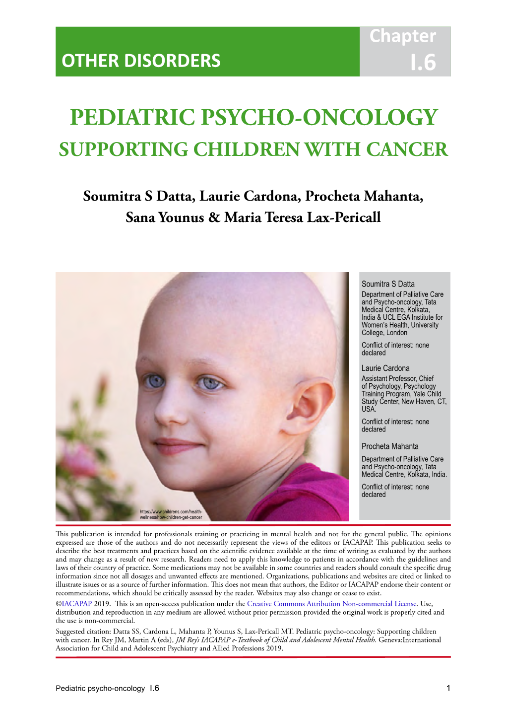 Pediatric Psycho-Oncology Supporting Children with Cancer