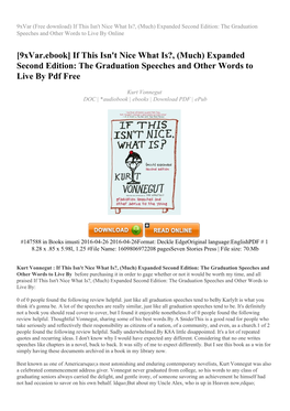 If This Isn't Nice What Is?, (Much) Expanded Second Edition: the Graduation Speeches and Other Words to Live by Online