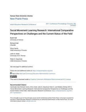 Social Movement Learning Research: International Comparative Perspectives on Challenges and the Current Status of the Field