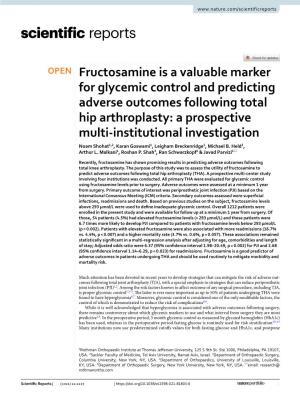Fructosamine Is a Valuable Marker for Glycemic Control And