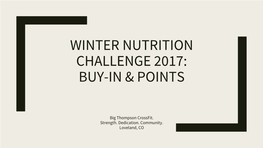 Winter Nutrition Challenge 2017: Buy-In & Points