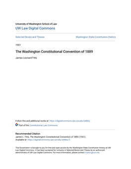 The Washington Constitutional Convention of 1889