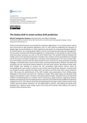 The Stokes Drift in Ocean Surface Drift Prediction