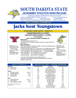SOUTH DAKOTA STATE Jacks Host Youngstown
