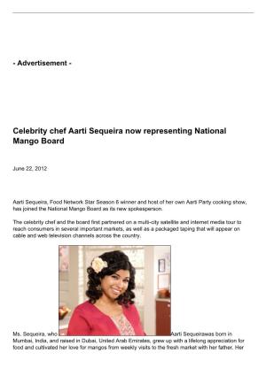 Celebrity Chef Aarti Sequeira Now Representing National Mango Board