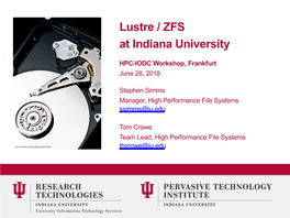 Lustre / ZFS at Indiana University