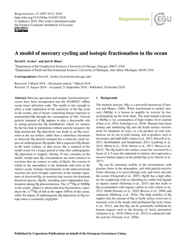 A Model of Mercury Cycling and Isotopic Fractionation in the Ocean