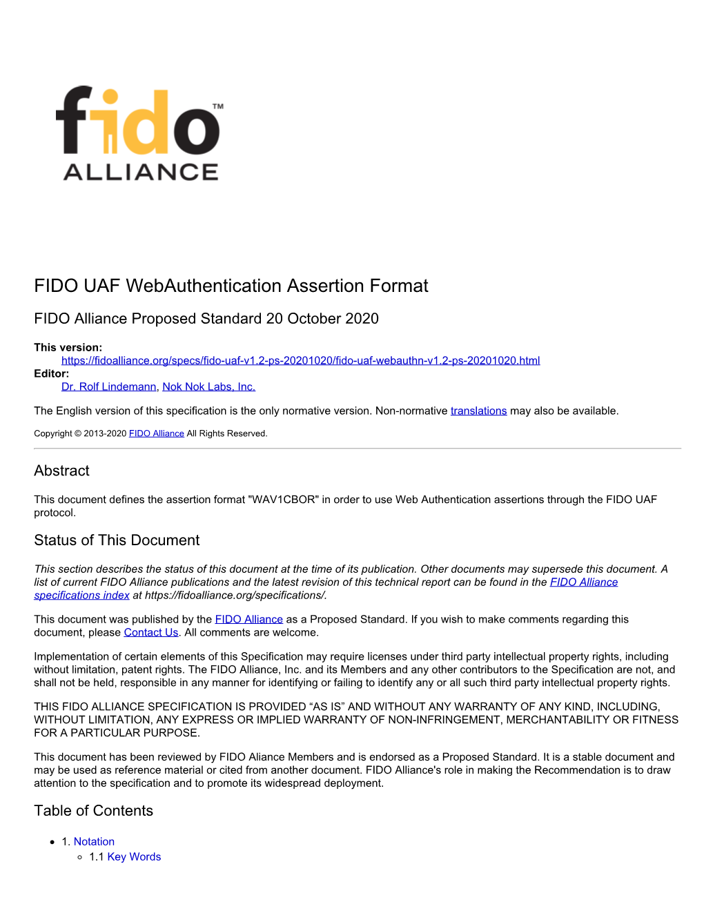 FIDO UAF Webauthentication Assertion Format