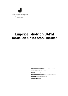 Empirical Study on CAPM Model on China Stock Market