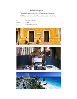 Tela Ecólogica Textile Traditions + Eco-Tourism in Yucatán --- 2017 International Textile + Apparel Association Study Tour