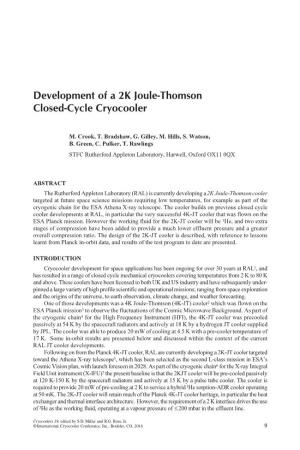 Development of a 2K Joule-Thomson Closed-Cycle Cryocooler