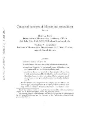 Canonical Matrices of Bilinear and Sesquilinear Forms