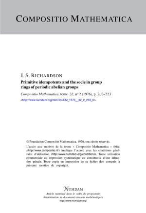 Primitive Idempotents and the Socle in Group Rings of Periodic Abelian Groups Compositio Mathematica, Tome 32, No 2 (1976), P