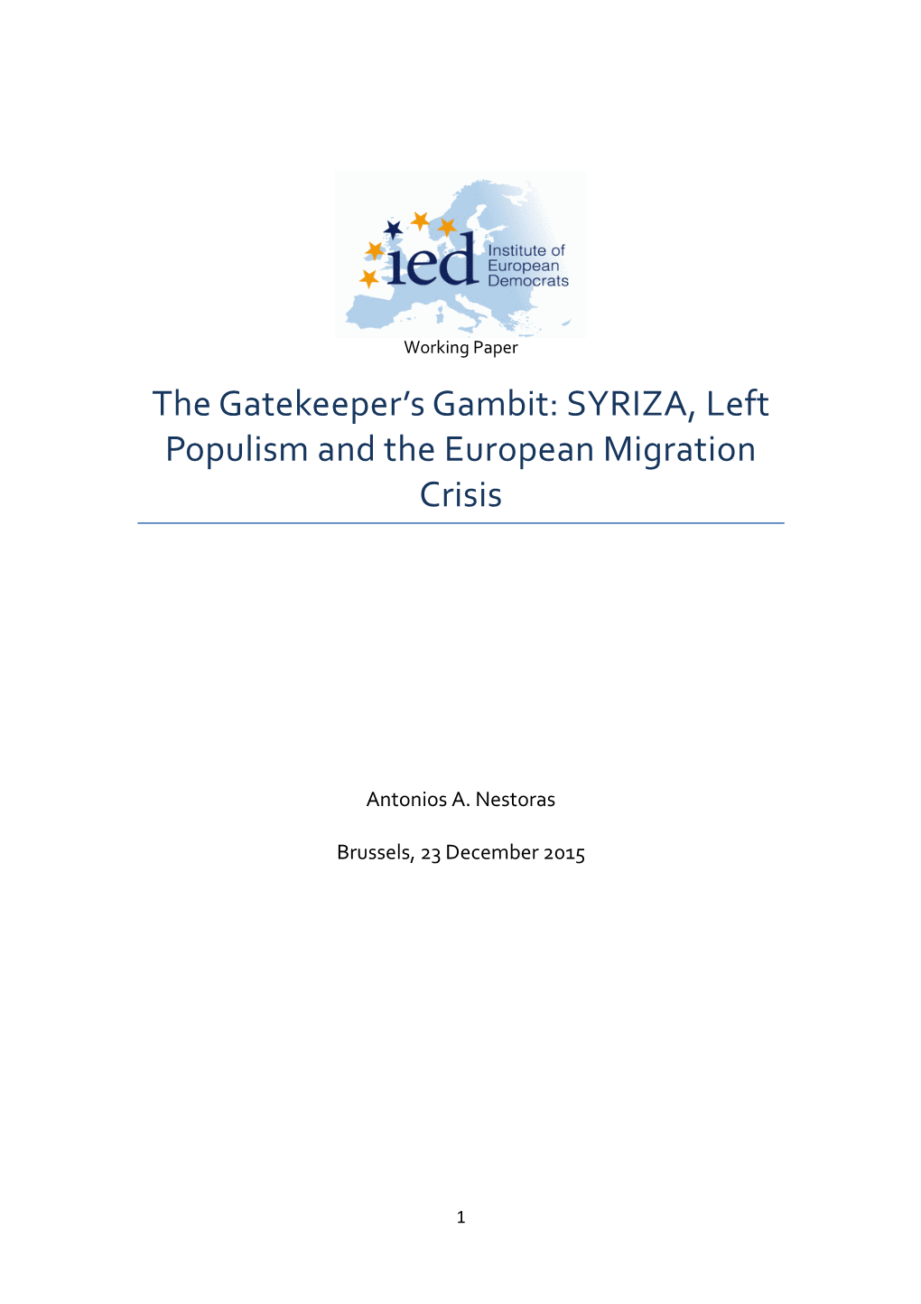 SYRIZA, Left Populism and the European Migration Crisis