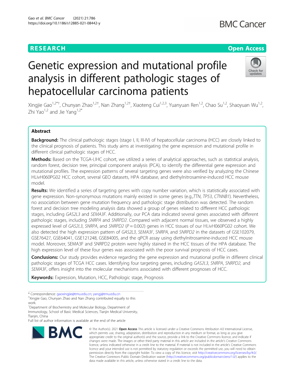 Genetic Expression and Mutational Profile Analysis in Different